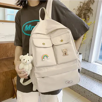 

NEW Korean ins college style student backpack female Japanese Harajuku ulzzang port style tooling school bag travel backpack