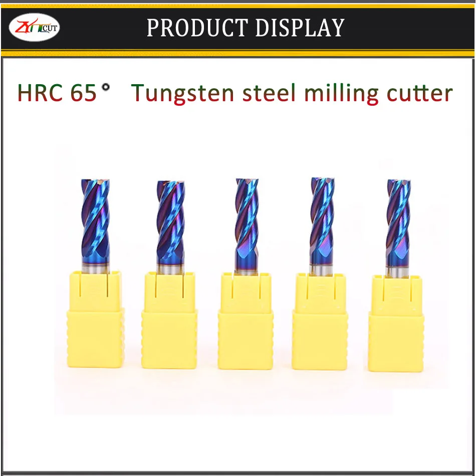 

fresa router bit 1/2/3/4/5/6/8/10/12/16/20mm HRC65 Four-edge high hardness Tungsten steel coating flat-end milling cutter