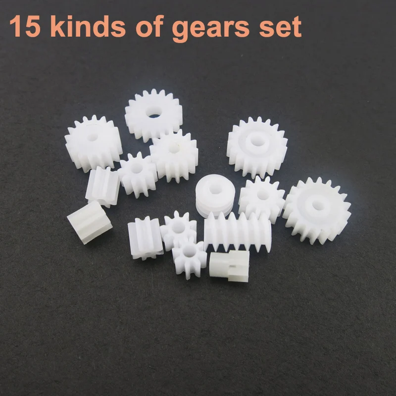 15 Kinds Plastic Worm Gear Set Gear Package for 1.5mm/2mm/3mm Main Shaft 7/8/9/10/12/14/16/18 Teeth Parts