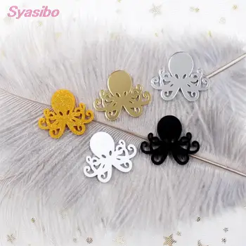 

AC1004-38m/50mm Octopus Black/White Color Laser Cutout Ornaments 2Acrylic Octopus Brooches (No Pin)