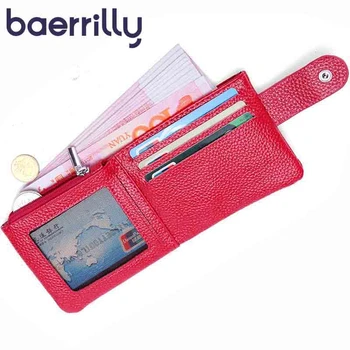 

2019 Genuine Leather Women Wallet Coin Purse Zipper Ladies Short Clutch Bags Card Holder Small Coin Purse Zipper Cartera Mujer