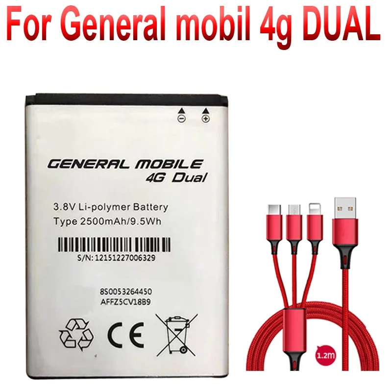 3.8V Battery For General Mobile 4G Dual GM4G Android One Cell Phone Batteries +USB cable | Мобильные телефоны и
