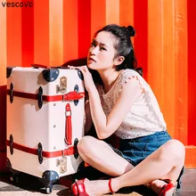 Vescovo 2" 24" 28 дюймов Ретро женские сумки на колёсиках spinner бренд PU Дорожный чемодан на колесах