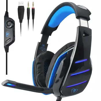 

GM-3 PS4 Gaming Headsets Stereo Bass Game Headphones Earphone Casque with Mic LED Lights for Phones Computer PC Xbox One Gamer