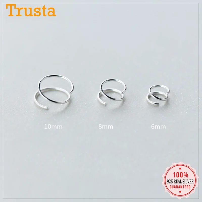 Trusta 100% Стерлинговое Серебро 925 пробы маленькие ушные кости пряжка кольцо 6 мм 8 10