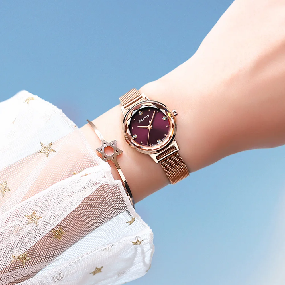 

AliExpress Hot Selling Diamond Set Waterproof WOMEN'S Watch Ultra-Thin Comfortable Mesh Belt Students Watch Casual Quartz Watch