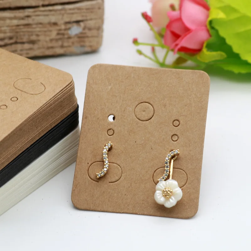 50pcs 3.8x4.8cm Earring Display Card Earring Card Holder Blank Kraft Paper Tags DIY Ear Studs Long Drop Jewelry Display