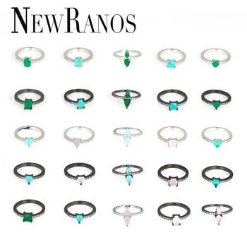

Newranos Cubic Zirconia Ring Heart Square Geometric CZ Ring Fashion Statement Jewelry for Women Fashion Jewelry RGY01123