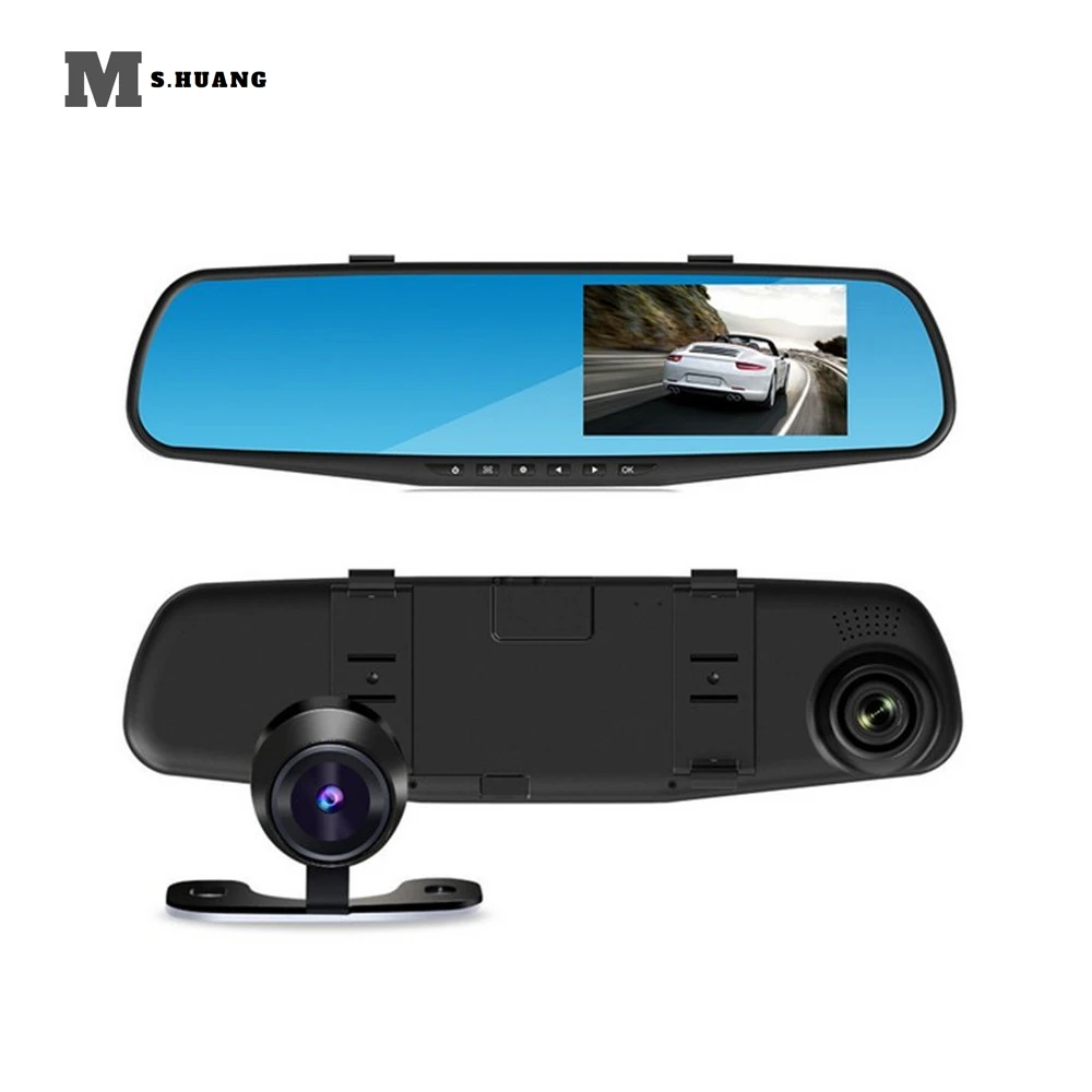Автомобильный видеорегистратор Dash camera 4 3 ''камера заднего вида Dual Len HD 1080P