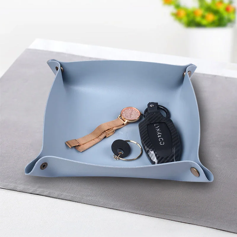 JINSERTA Dice PU Leather Folding Tray Collapsible Dice Rolling Tray Phone Wallet Key Coins Trinket Trays Sundries Storage Box