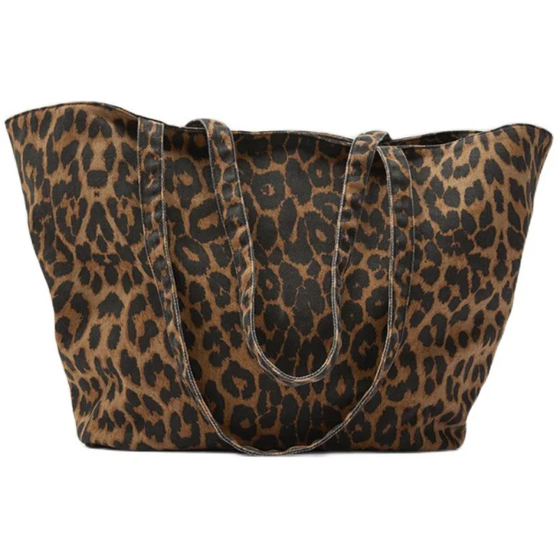 Borse Di Grande Capacità Borsa Da Donna Borsa Da Donna Casual Tote Canvas Handbag Fashion Designer Luxury Leopard Grain Shopper Shoulder Bag