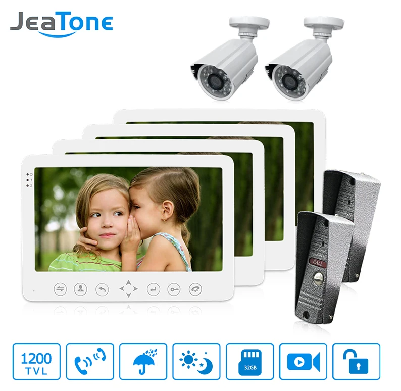 

JeaTone 7" LCD Wired Video Door Phone Intercom HD CMOS Outdoor Camera Night Vision Wireless Doorbell Home Security
