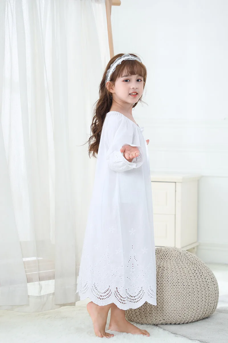 baby girl nightgowns Princess Nightgown Long Sleeve Sleep Shirts Vintage Kid Ruffles Nightgowns Lace Courtly Toddler Nightdress Lounge Sleepwear cheap cotton nightgown