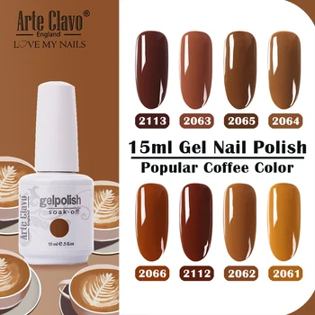 

Arte Clavo 15ml Brown Coffee Color UV Gel Nail Polish Gel For Nail Varnish Hybrid Glitter Decoration Base Top Coat Lacquer Set