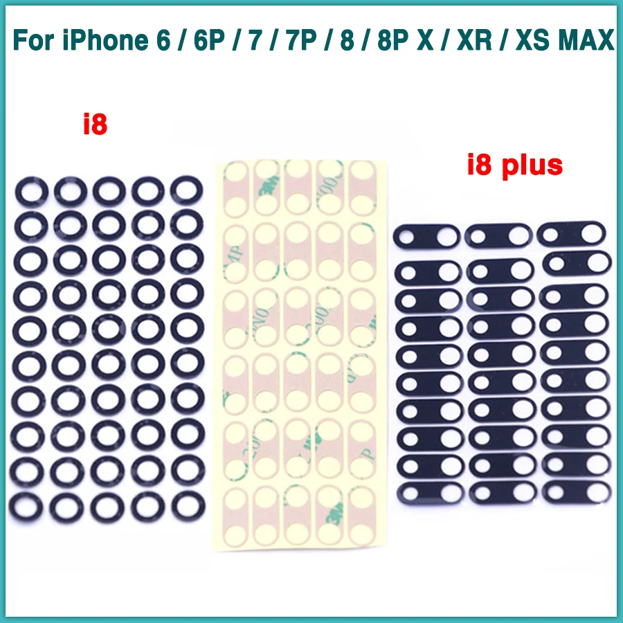 

100pcs Back Camera Glass Lens For iPhone 6 6G 6P 6S Plus 7G 7 Plus 8G 8 Plus X XR XS MAX Rear Camera Lens glass With Sticker