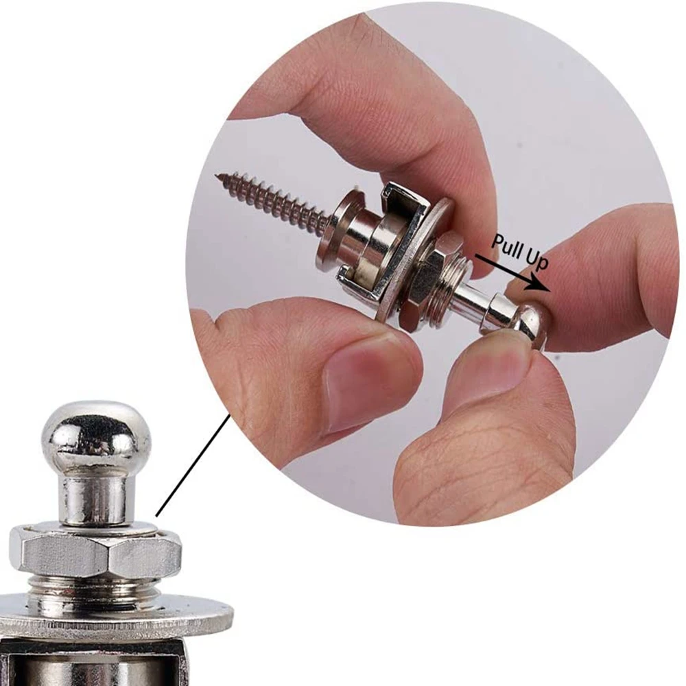 1pcs Guitar Strap Lock, Heavy Duty Metal Guitar Strap Button Locking with Easy Remove Screw and Retainer System