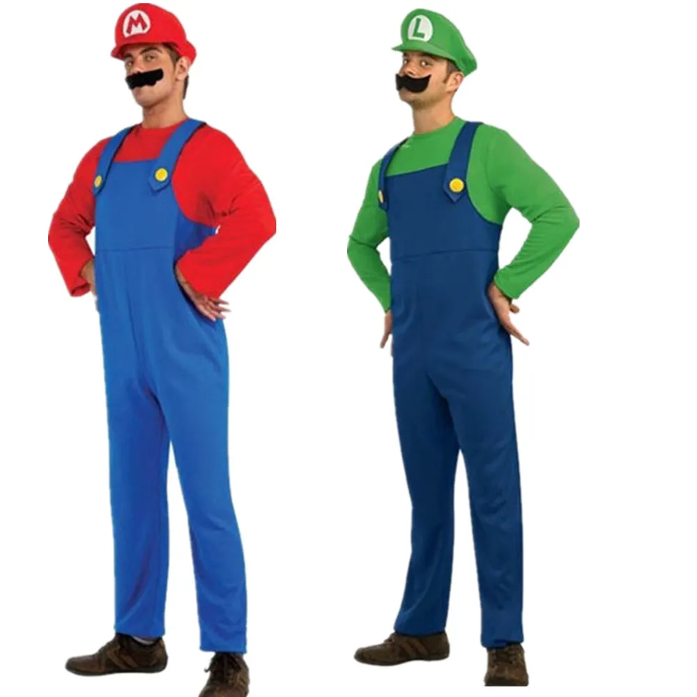 Мужской и Женский маскарадный костюм для взрослых для ролевых игр Mario Louis братья супер Мэри