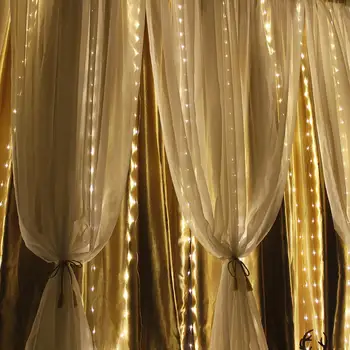 

GloryStar 3x3 Meter USB 300LEDs Window Curtain String Lights Sound Music Control Lights Wedding Party Decor