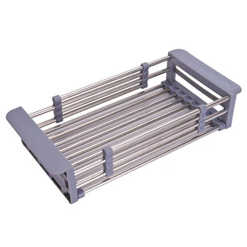 

Stainless Steel Dish Drain Rack Telescopic Filter Basket Kitchen Sink Multi-Function Storage Box