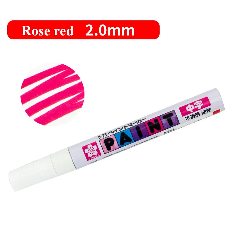 SAKURA масляный маркер высоколегкая ручка маркер для краски стекло/сталь/резина/дерево/пластик/одежда граффити Marcador Caneta студенческие принадлежности - Цвет: Rose red-2.0mm