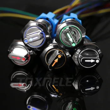 

19mm 22mm led metal rotary push button brass latching 2 3 position Switch Press Button rotary 2NO 2NC Rotate button rotation