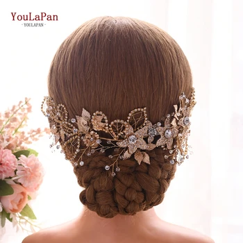 

YouLaPan Golden Wedding Hair Band Bridal Crowns Crystal Bridal Hair Tiara Hair Clip Hair Accessories Hair Jewelry HP282