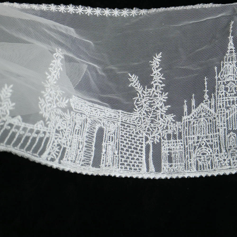 15cm*1yard white castle embroidery lace trimmings for clothes Water-soluble embroidery net mesh lace trims sewing accessories