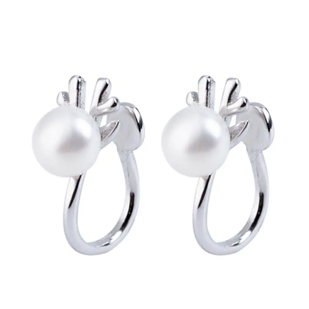 WH40600 Симпатичные серьги-клипсы в форме рога, гипоаллергенный пирсинг для ушей, креативные ювелирные изделия, подарок на день рождения для женщин - Окраска металла: WH40600