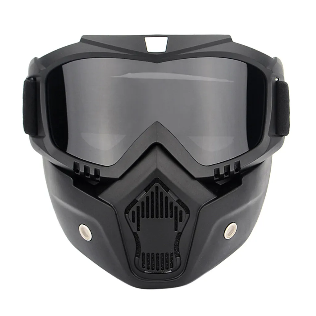 Модная маска для лица, защитный мотоциклетный шлем, очки для верховой езды, съемная маска, очки, регулируемые лыжные, для спорта на открытом воздухе, противоскользящие - Цвет: BK