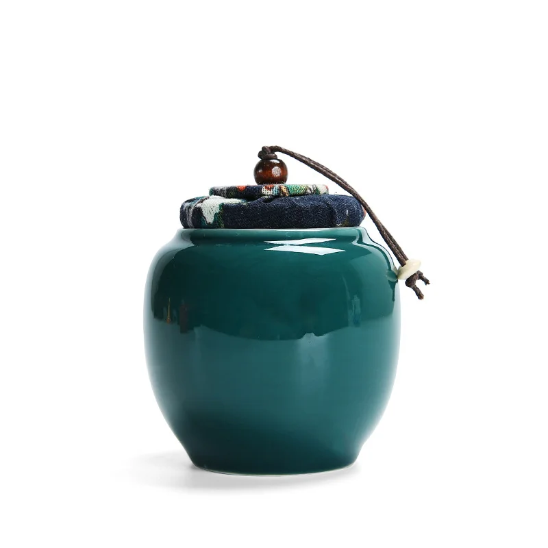 Небольшой контейнер для чайной коробки, керамическая банка, бутылка с крышкой, кухонная емкость чайник Оловянная емкость для хранения чая Caddy Theedoos кухонные аксессуары - Цвет: green 1