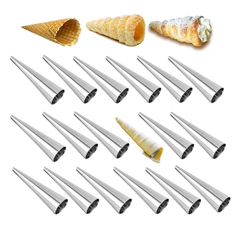 

HOT 25 Pcs Lady Lock Forms,4.8Inch Stainless Steel Pastry Cream Horn Molds,Free Standing Cone Shape for Kitchen, Party