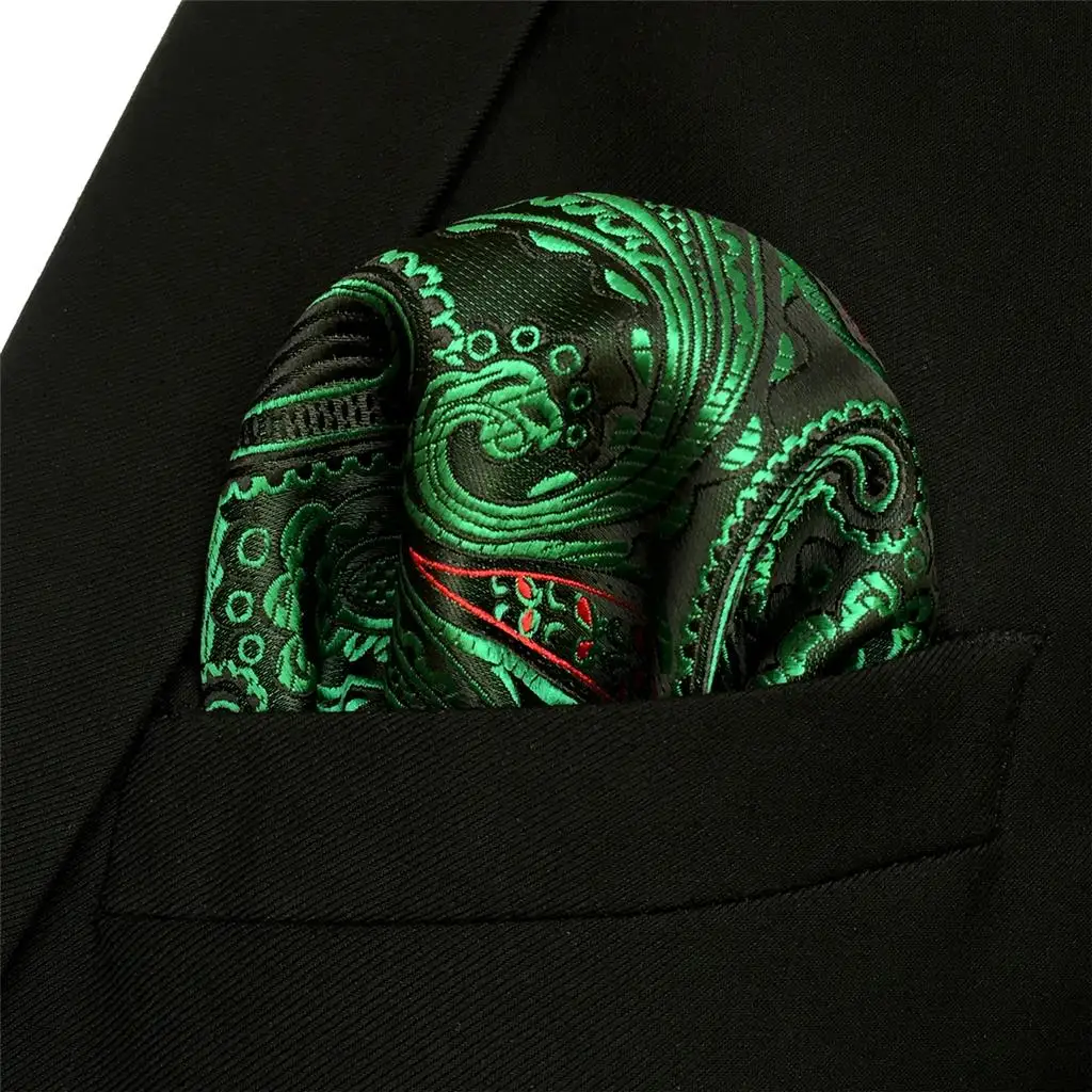 Multicolor Floral Dot Paisley Mens Pocket Square Classic Wedding Silk Handkerchief Business Jacquard Hanky