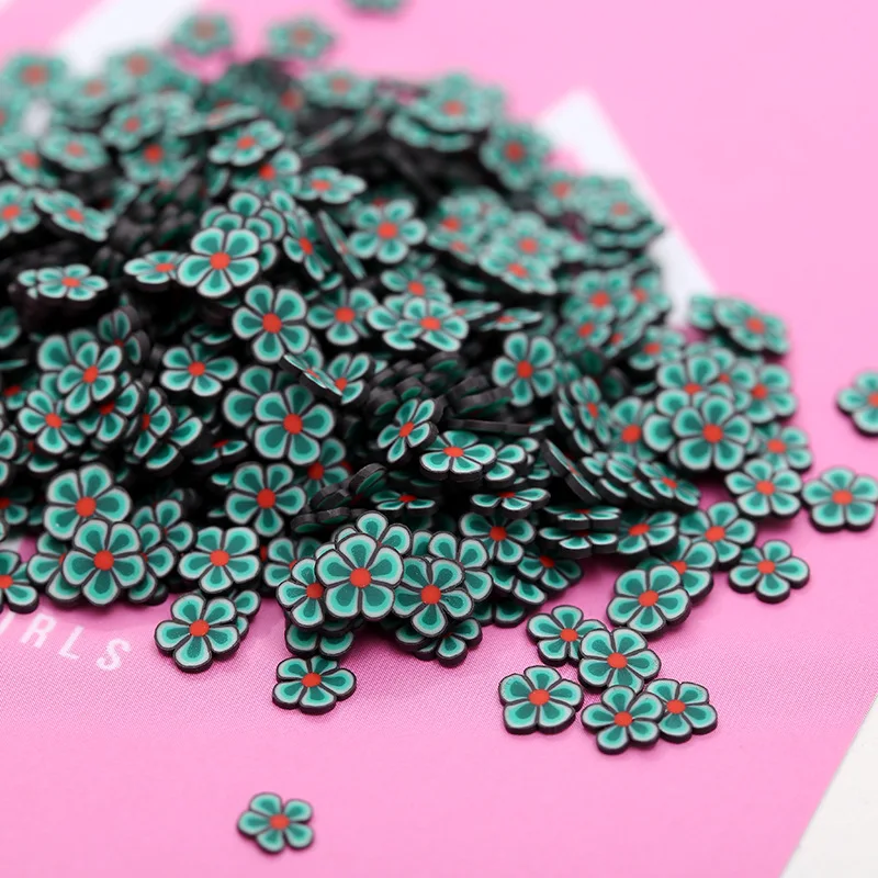100 г ломтики цветов Fimo Полимерная глина, разбрызгивает слизи, сделай сам, украшение для ногтей, маленькие милые конфеты, пластиковые частицы грязи klei 5 мм