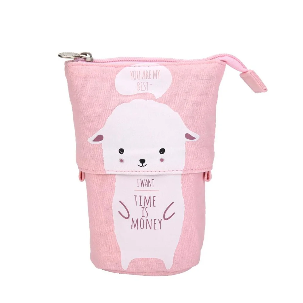 

Simple Canvas Candy Color Cat Stationery Cosmetic Wallet Bag Pen Container Cosmetic Storage Bags Student Office Stationery New