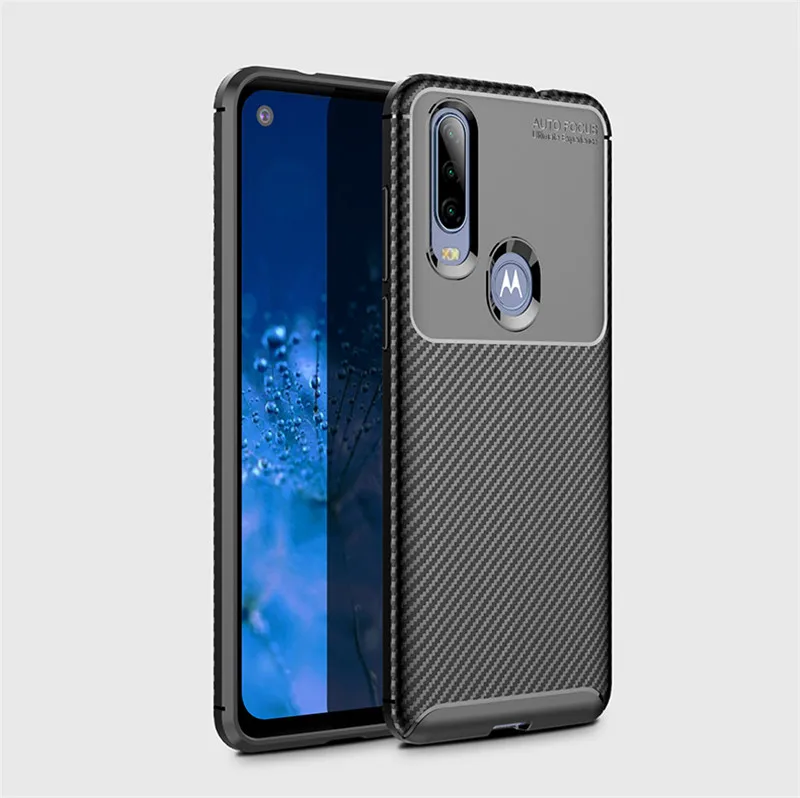 Чехол из углеродного волокна для Motorola Moto One Action Case деловой Мягкий ТПУ усиленный чехол для Moto One Vision ударопрочный чехол Funda - Цвет: Черный