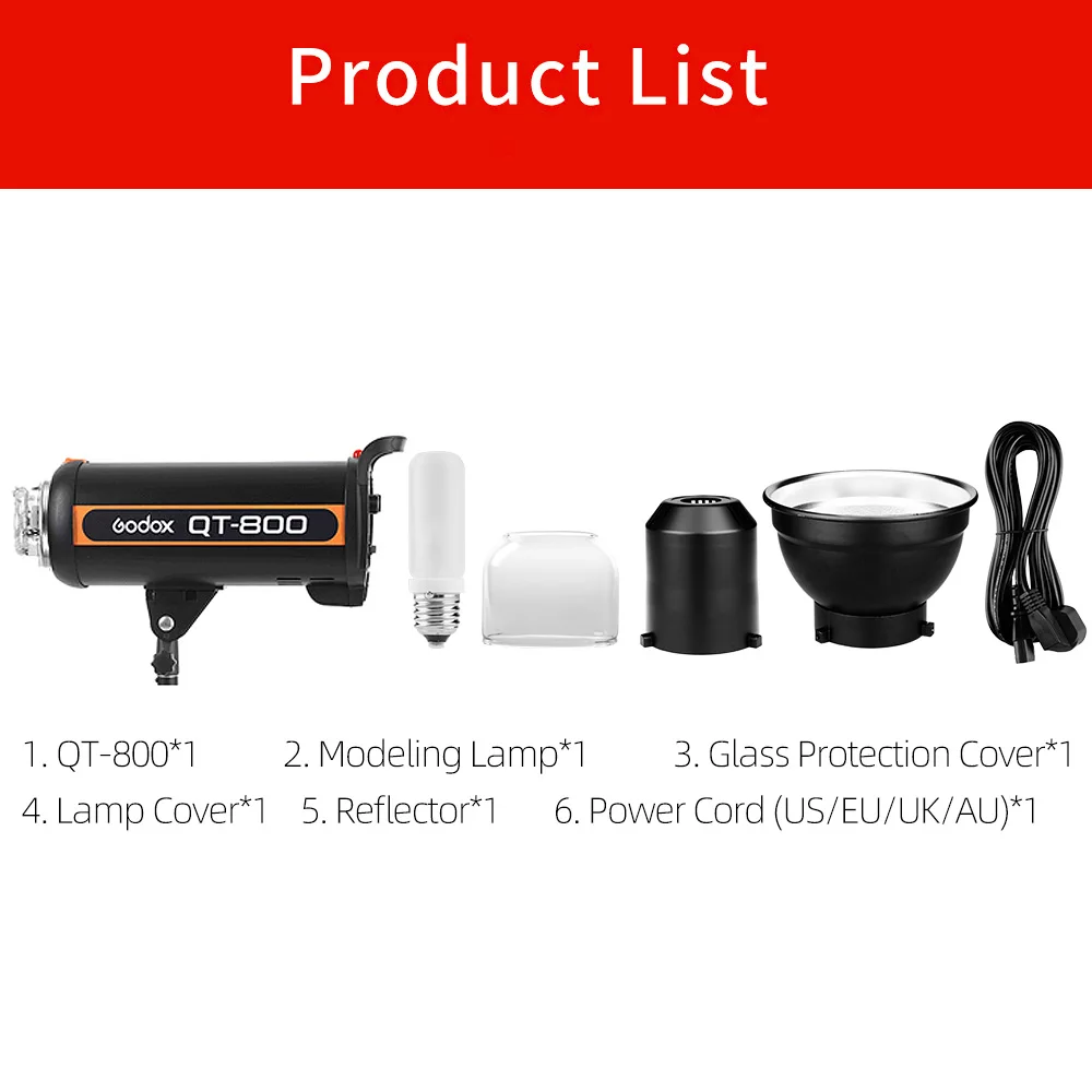 US $509.99 Godox QT800 QT800 800Ws Studio Strobe Photo Flash Light For Portrait Fashion Wedding Art Photography