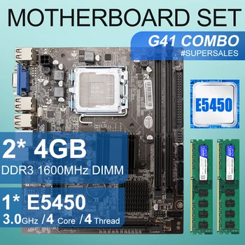 

LGA 775 771 Mainboard G41 Motherboard combo kit set with 1* E5450 CPU + 2* 4GB DDR3 1333MHz DIMM