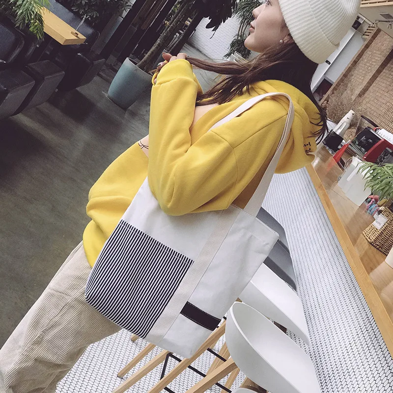 

Korean Style INS Celebrity Style CHIC Versatile Simple Joint One Shoulder Canvas Bag Literature And Art Environmentally Friendly