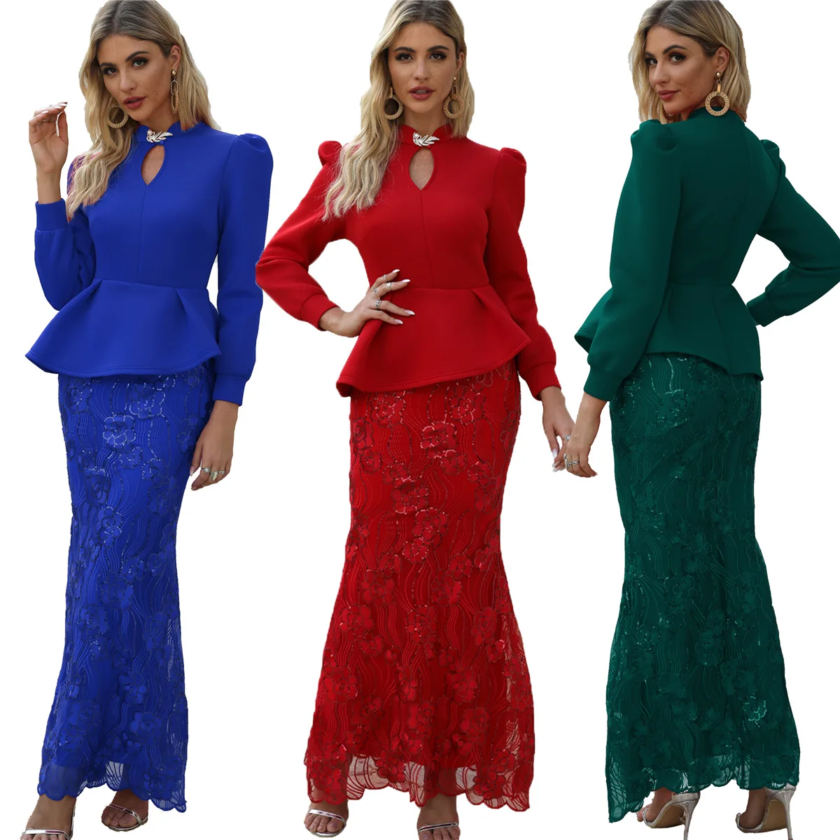 

2020 Fall Winter Women's Sequin Dress V-Neck Retro Pure Color Elegant Plus Size Shiny Party Long Dresses for Women