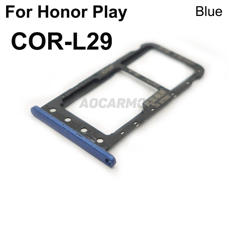 Aocarmo For Huawei Honor Play COR-L29 SD MicroSD Holder Nano Sim Card Tray Slot Replacement Part