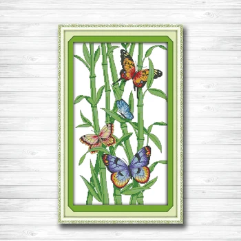 

Butterflies and bamboos painting 14CT 11CT counted cross stitch Needlework Set Embroidery kits chinese cross stitch Home decor