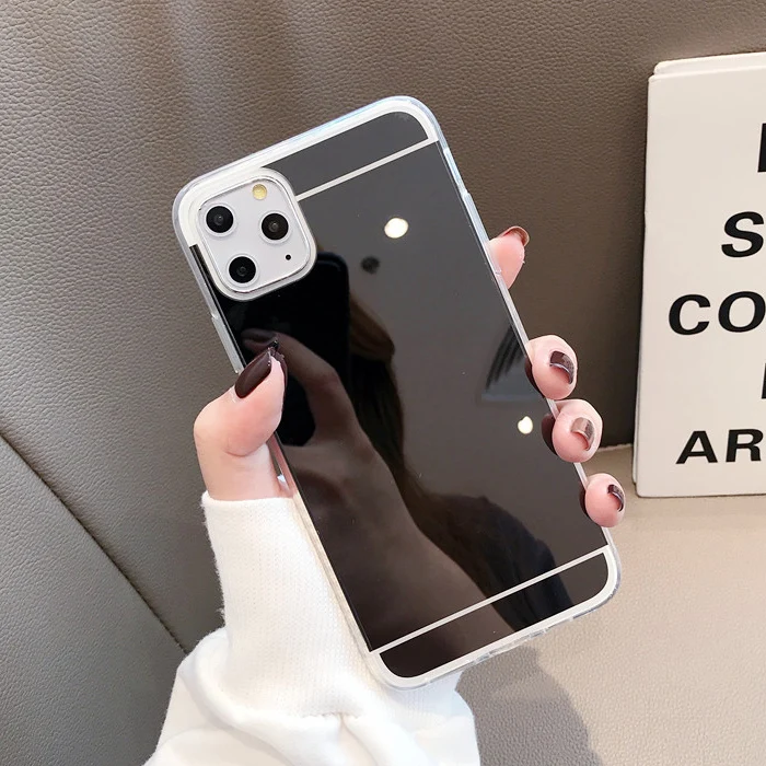 500 шт Мягкий ТПУ зеркальный чехол для iPhone 11 Pro Max XS XR X 8 7 6 6S Plus Тонкий блестящий силиконовый чехол Acrylix с гальваническим покрытием