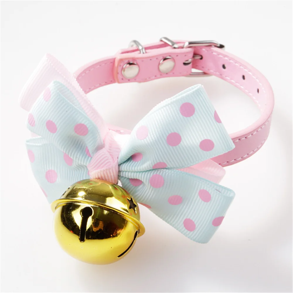 Pet Dogs Collars Retractable Puppy Collars With Bell Christmas Gift Cat Collar Breakaway Double Layer Bowknots Collars