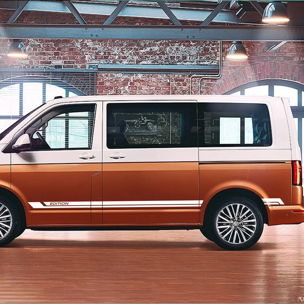 2 шт. наклейки для автомобильной боковой юбки для Volkswagen Multivan T5 T6 Автомобильная виниловая пленка наклейки для автомобиля Стайлинг автомобильные принадлежности для тюнинга