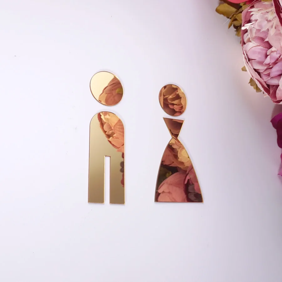3D Acrylic Mirror Wooden Wedding Party Decoration Toilet Door Sign Bathroom WC Modern Style Wall Sticker Home Decor wall stickers toilet stickers self adhesive wall stickers vinyl stickers vinyl wall stickers self adhesive stickers chalkboard wall stickers chalkboard stickers