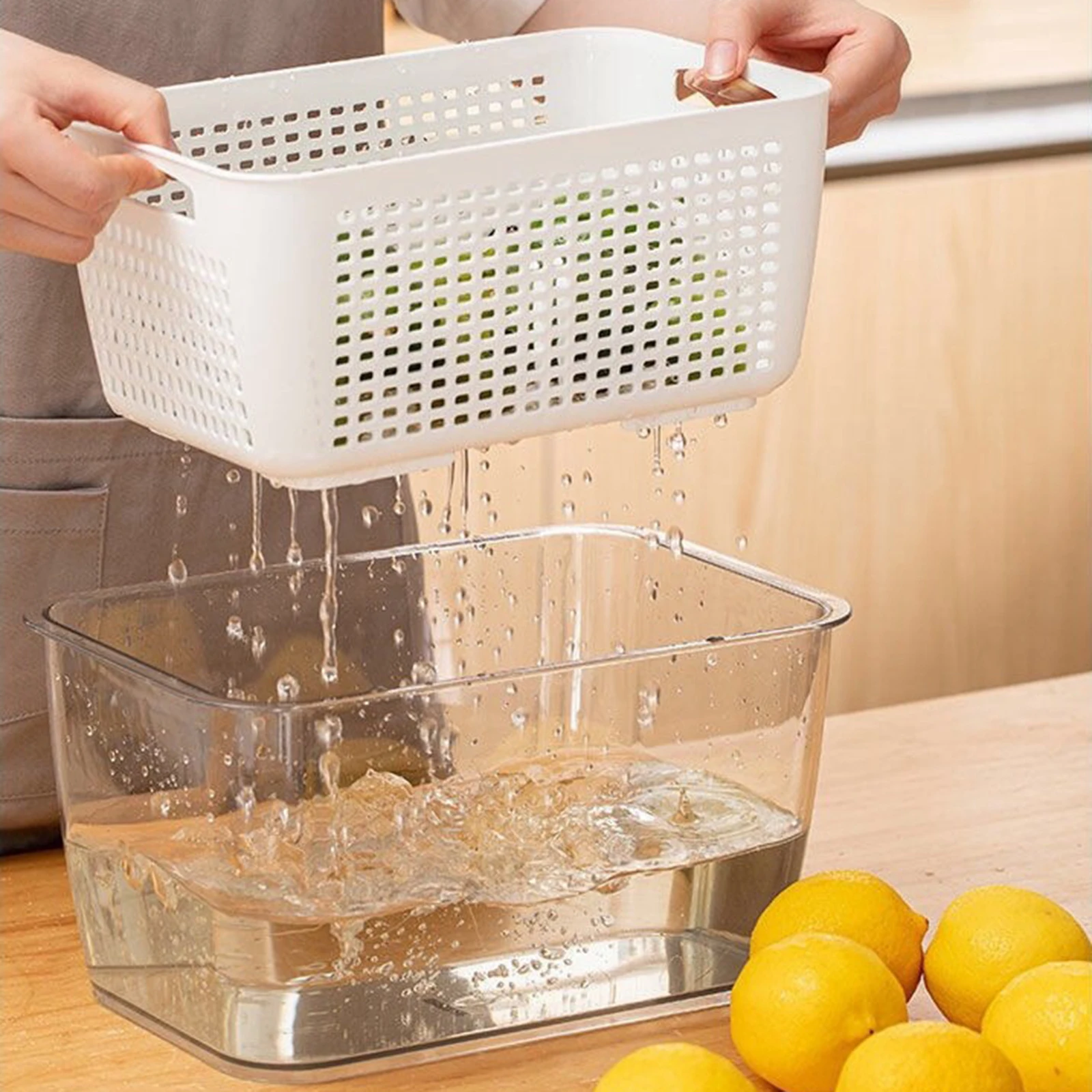 Professional Kitchen Fridge Drain Basket Vegetable Fruit Food Storage Box Organizer Containers