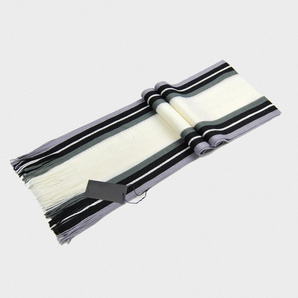 Мужской вязаный шерстяной шарф фуляр 2019 полосатые шарфы пончо повседневный