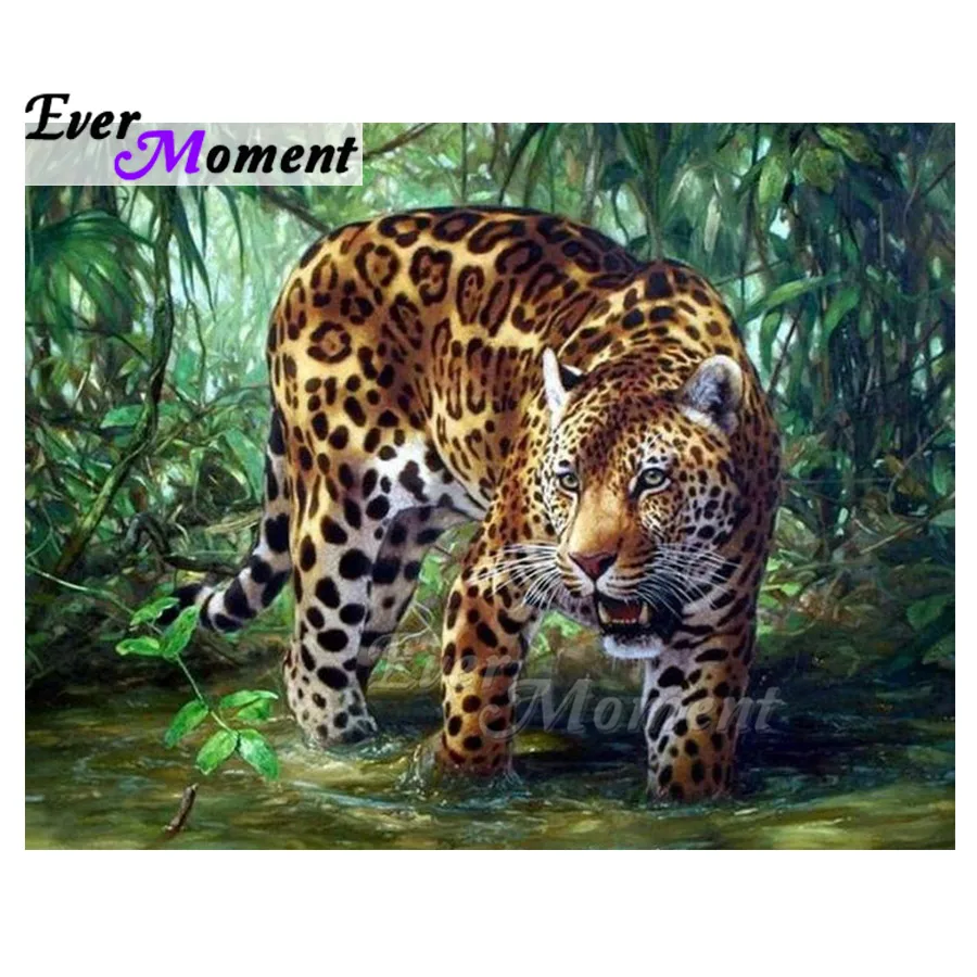

Ever Moment Diamond Painting Leopard Forest Decoration For Home Cross Stitch Handmade Full Square Diamond Embroidery S2F2296