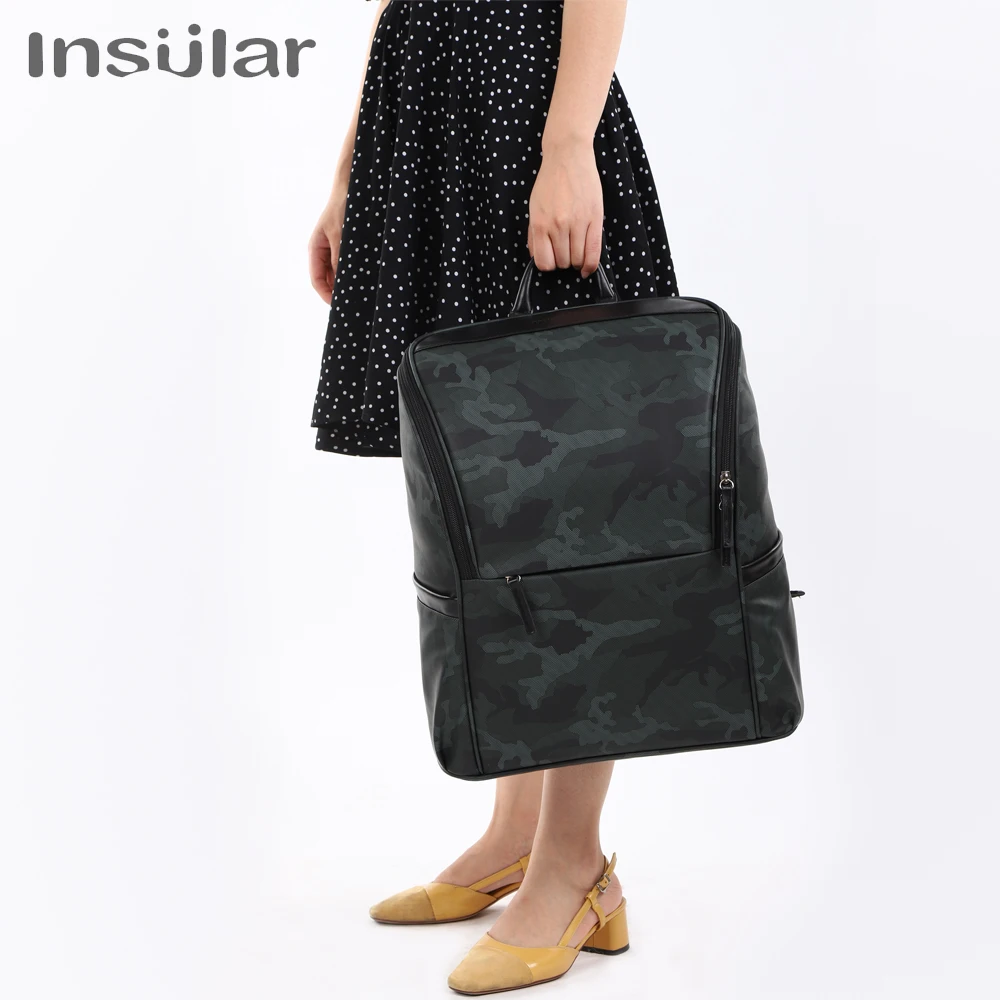 INSULAR Diaper Bag Backpack for Dad Large Waterproof Travel Baby Bag Changing Pad / Stroller Straps / Wet Bag