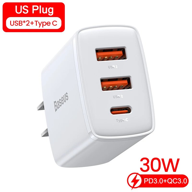 best 65w usb c charger Baseus 30W USB Type C Charger Quick Charge For iPhone 13 12 Pro Max Samsung Xiaomi Mi QC 3.0 PD USBC Fast Charging Phone charger baseus 65w Chargers